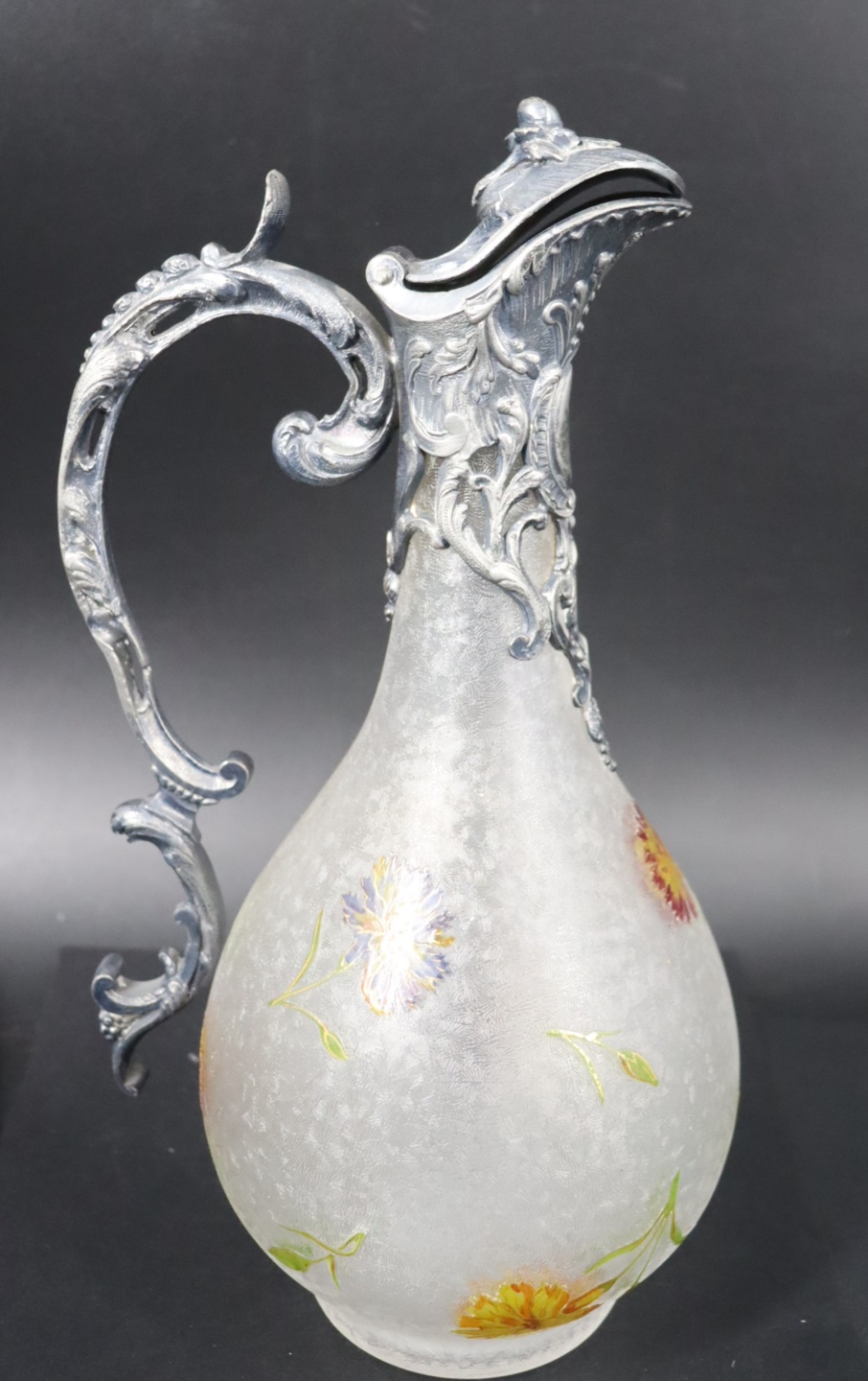A FRENCH FROSTED GLASS EWER WITH 3b7e11