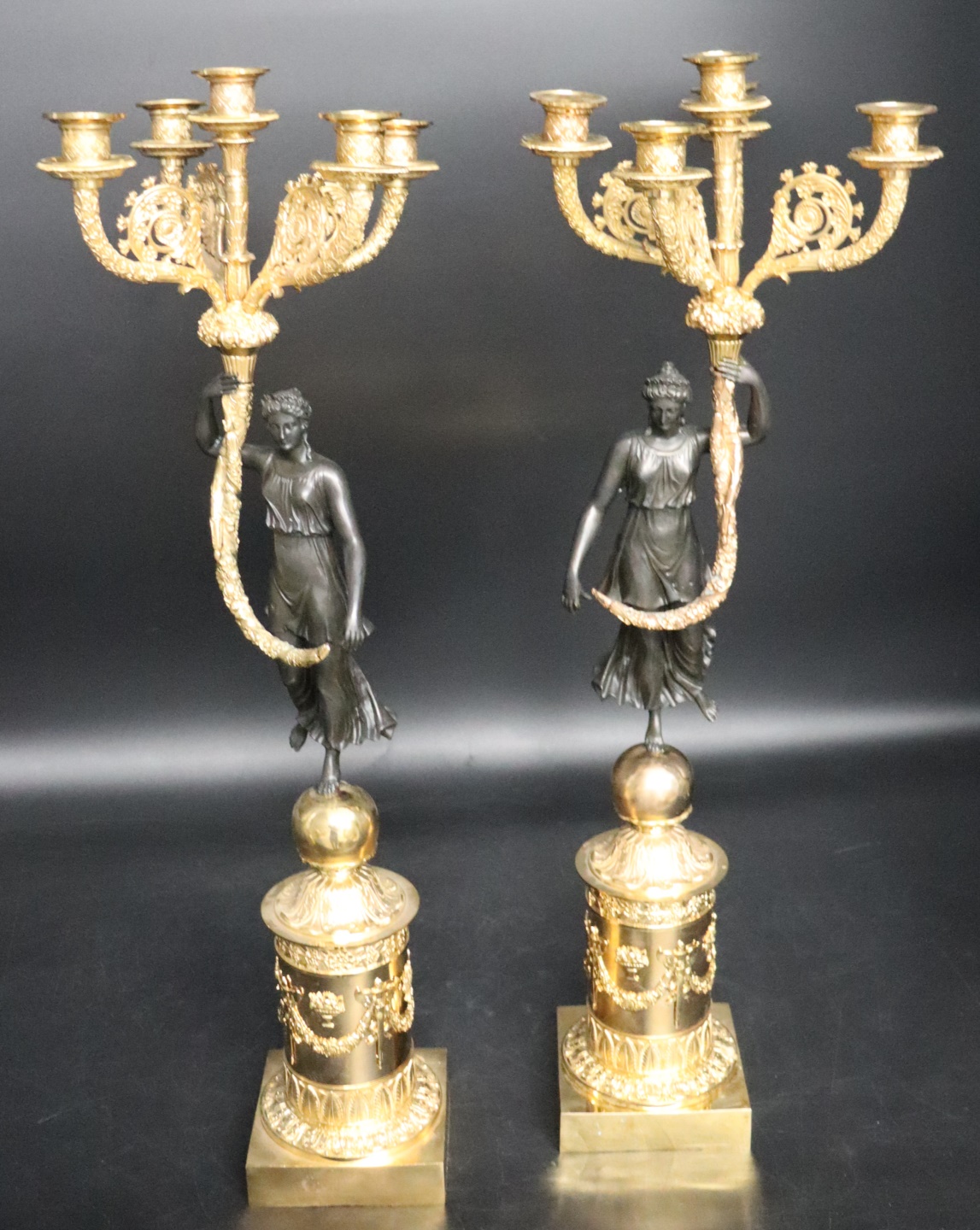 A FINE PAIR OF EMPIRE GILT PATINATED 3b7e37