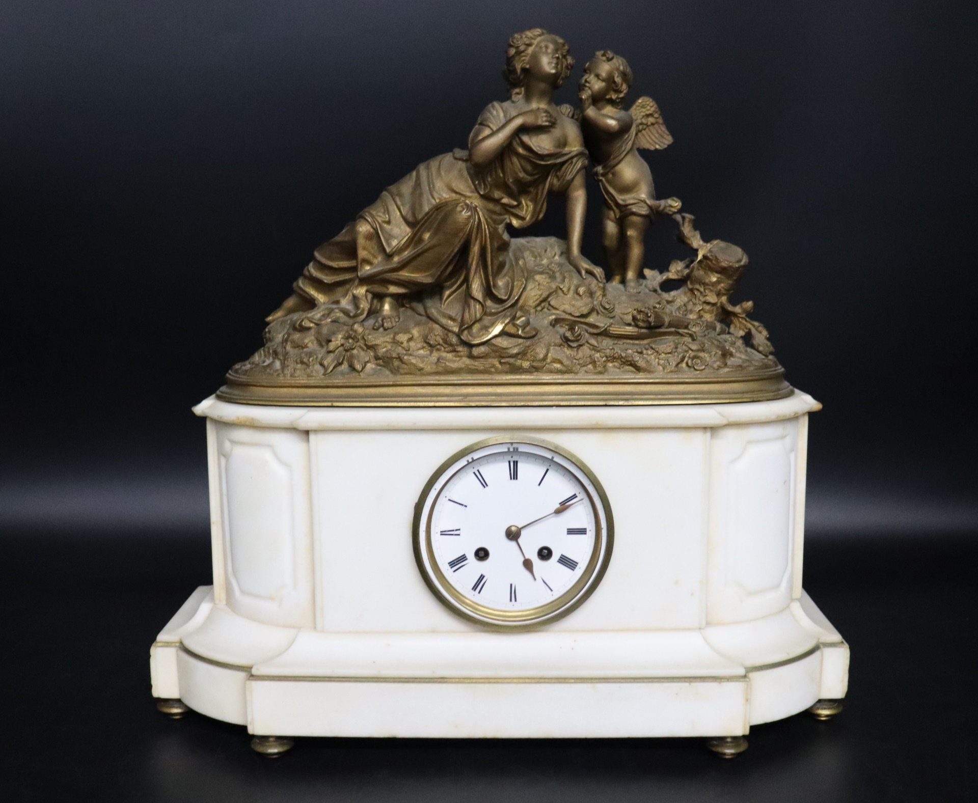 FINE ANTIQUE FRENCH BRONZE & MARBLE