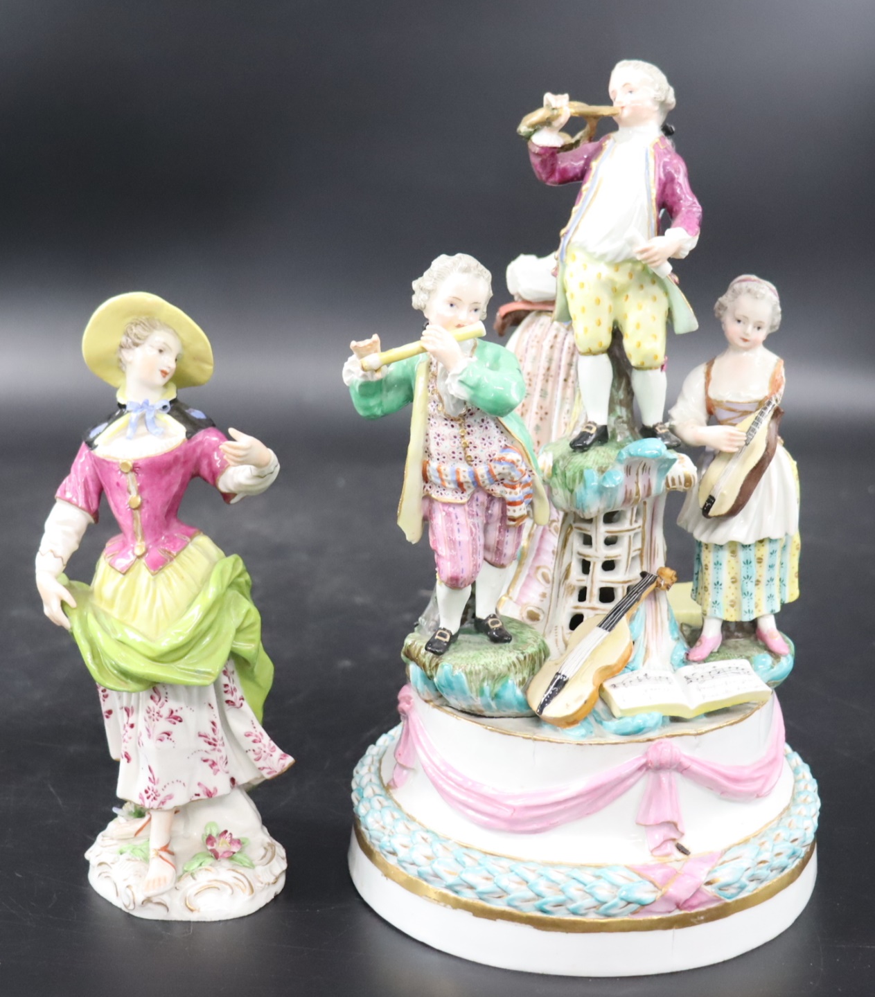 2 ANTIQUE MEISSEN FIGURES A large model