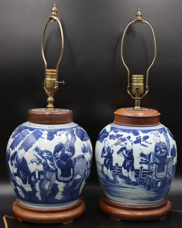 NEAR PAIR OF CHINESE BLUE AND WHITE