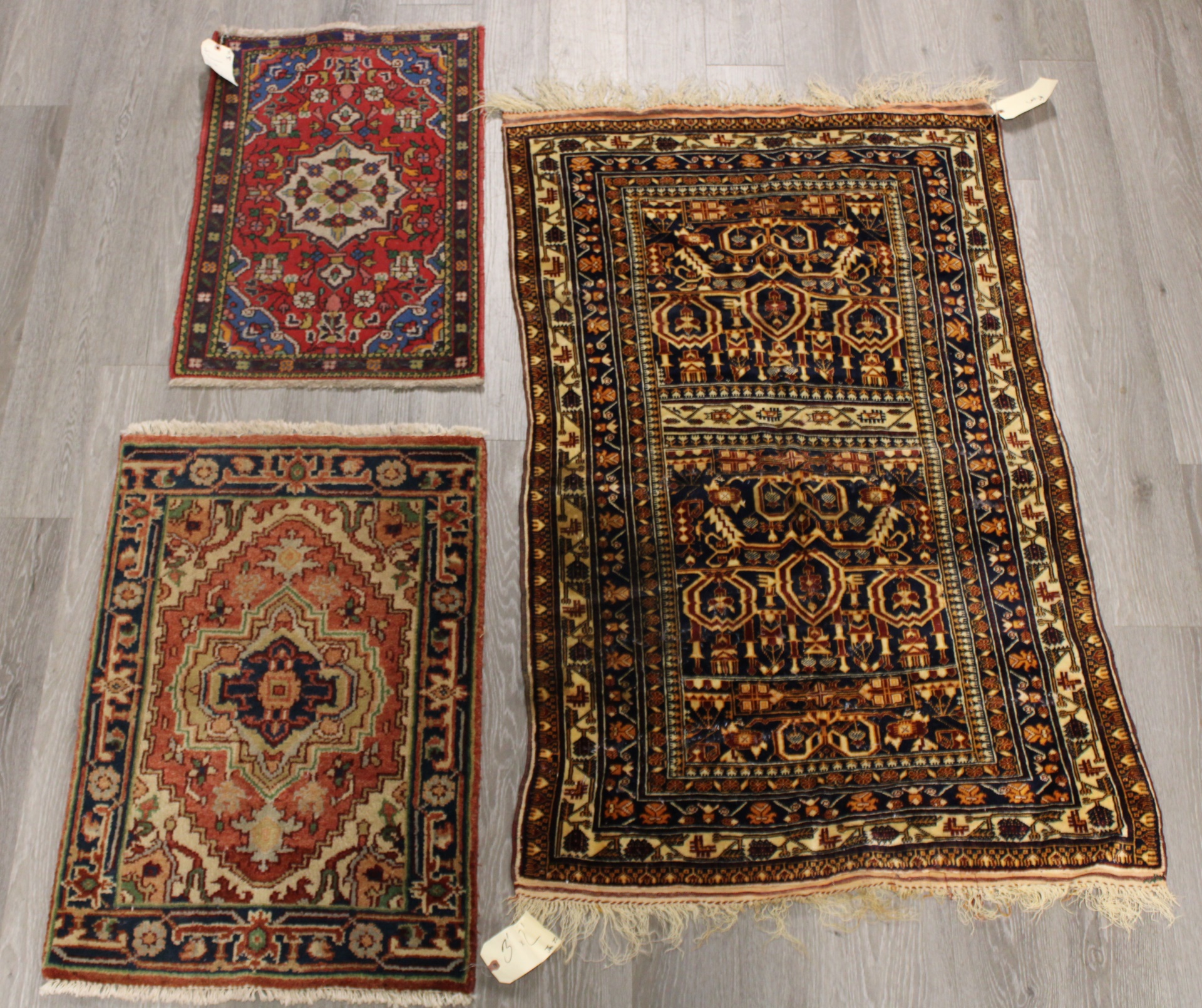 3 ANTIQUE AND FINELY HAND WOVEN