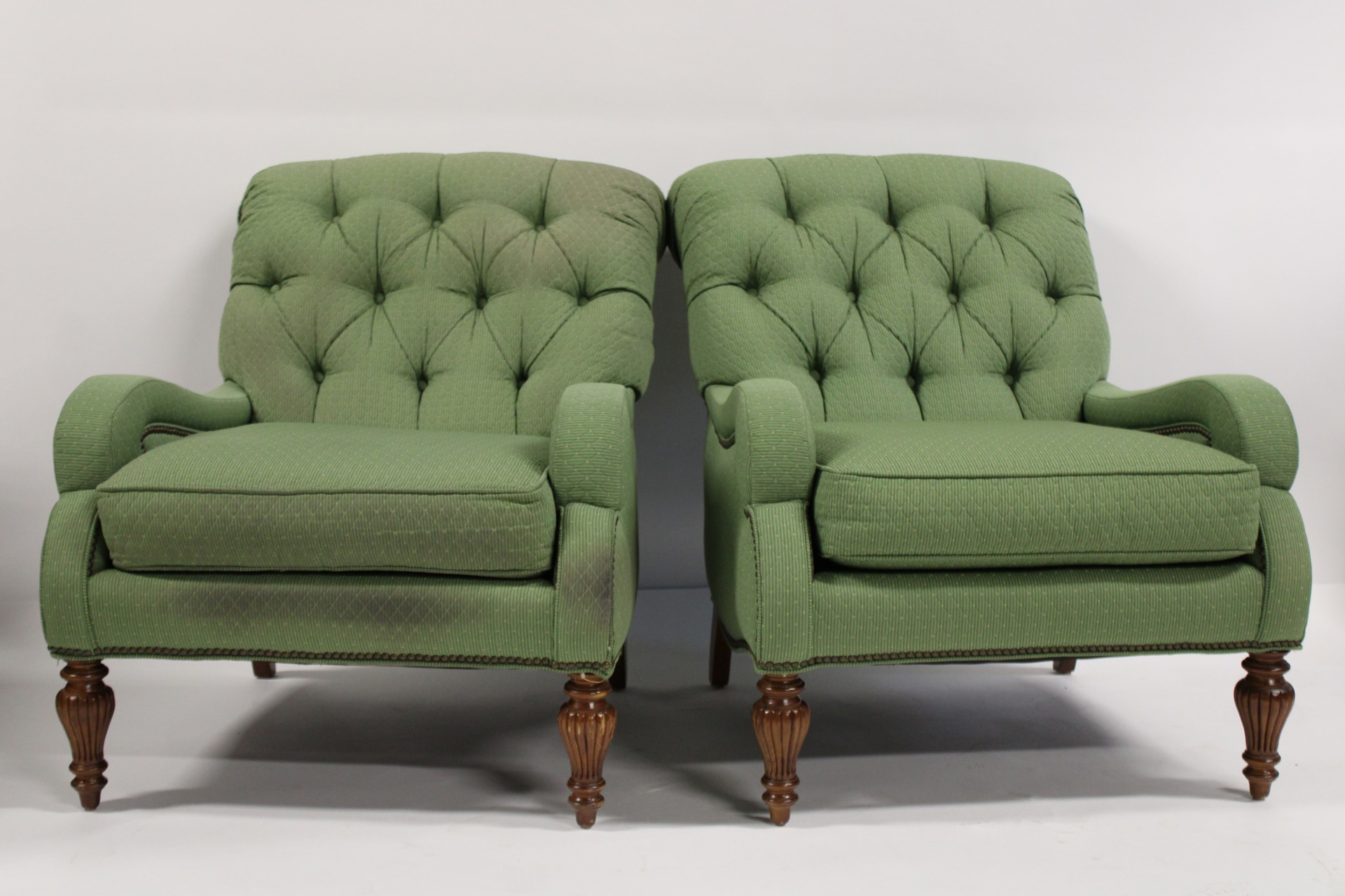 A VINTAGE PAIR OF TAYLOR KING UPHOLSTERED