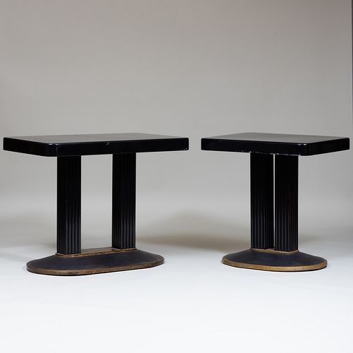 TWO SIMILAR AMERICAN ART DECO EBONIZED