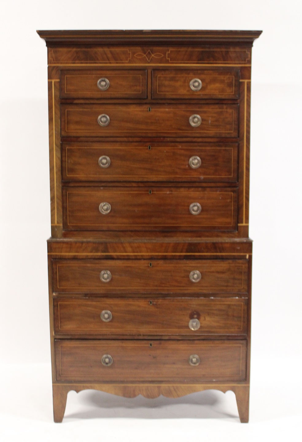 ANTIQUE MAHOGANY INLAID CHEST ON 3b7f04