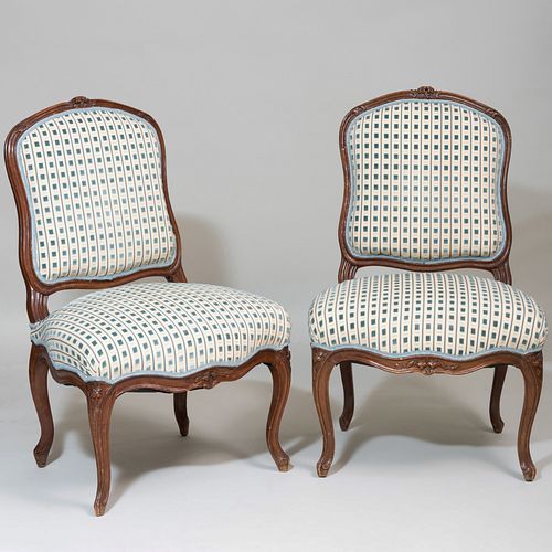 TWO LOUIS XV STYLE STAINED OAK CHAISES36