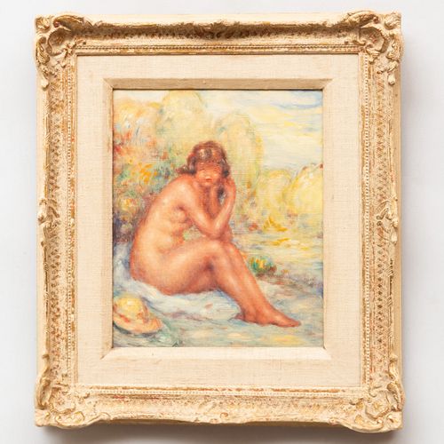 FRENCH SCHOOL: SEATED FEMALE NUDEOil