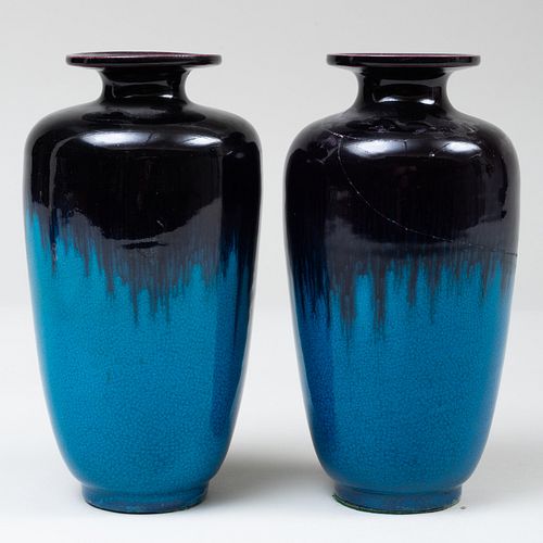 PAIR OF CHINESE TURQUOISE AND AUBERGINE