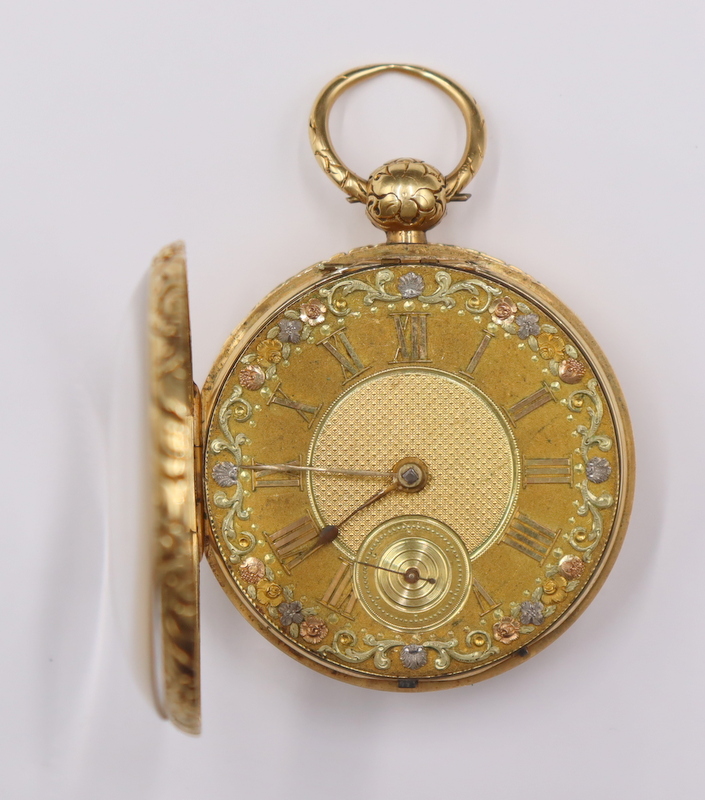 JEWELRY. ENGLISH 14KT GOLD FUSEE POCKET