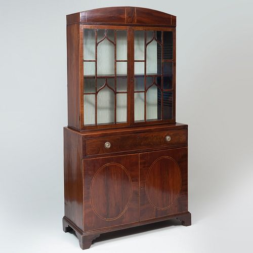 GEORGE III INLAID MAHOGANY SECRETARY