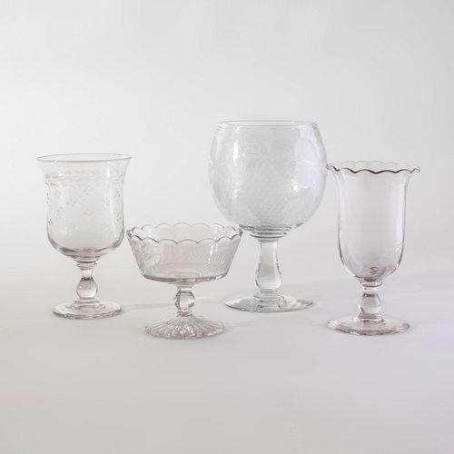 GROUP OF FOUR COLORLESS GLASS TABLE 3b8078