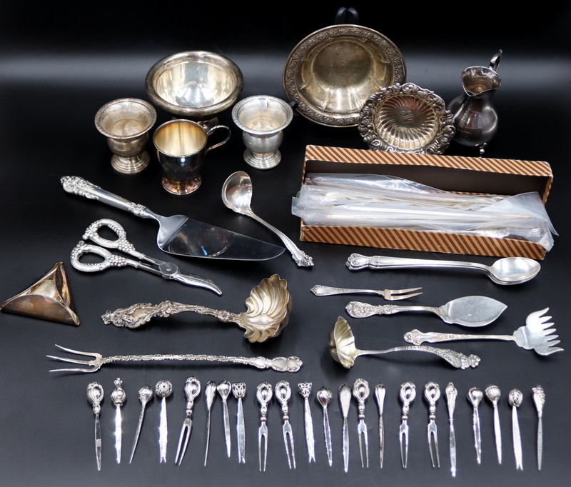 SILVER. ASSORTED STERLING AND SILVERPLATE
