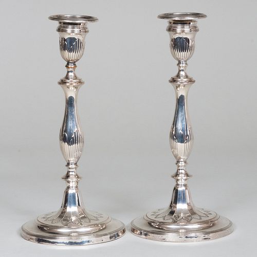 PAIR OF ENGLISH SILVER PLATE CANDLESTICKS11 3b80af