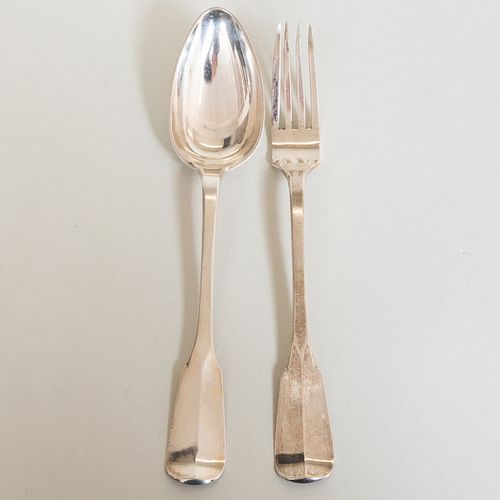 BELGIAN SILVER FORK AND SPOON SETMarked