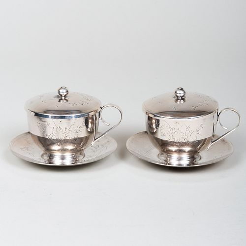 PAIR OF CHINESE EXPORT SILVER TEACUPS  3b80bb