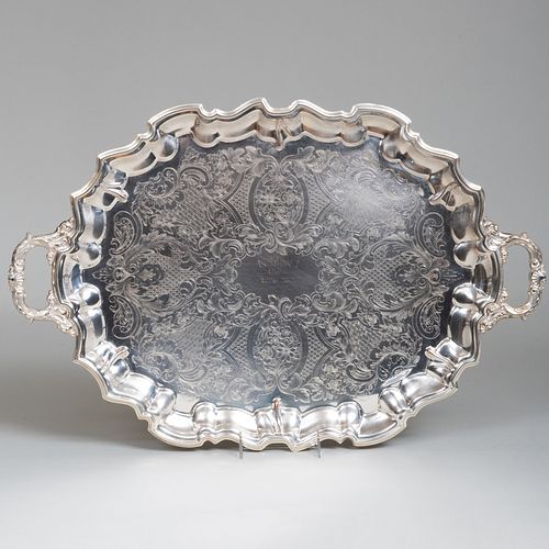 GROUP OF THREE SILVER PLATE TRAYSOne