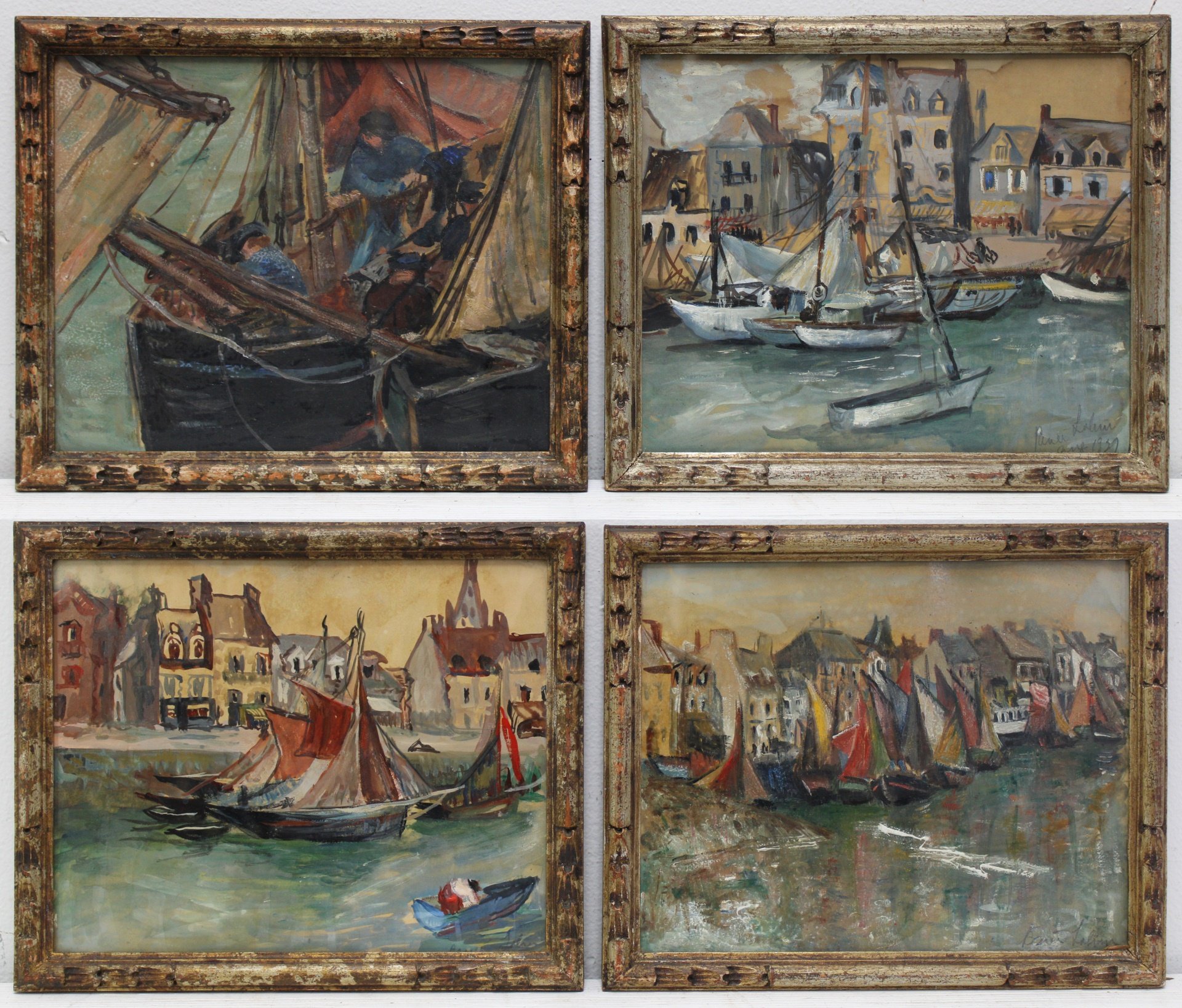  4 BOAT SCENE GOUACHES Set of 3b80df