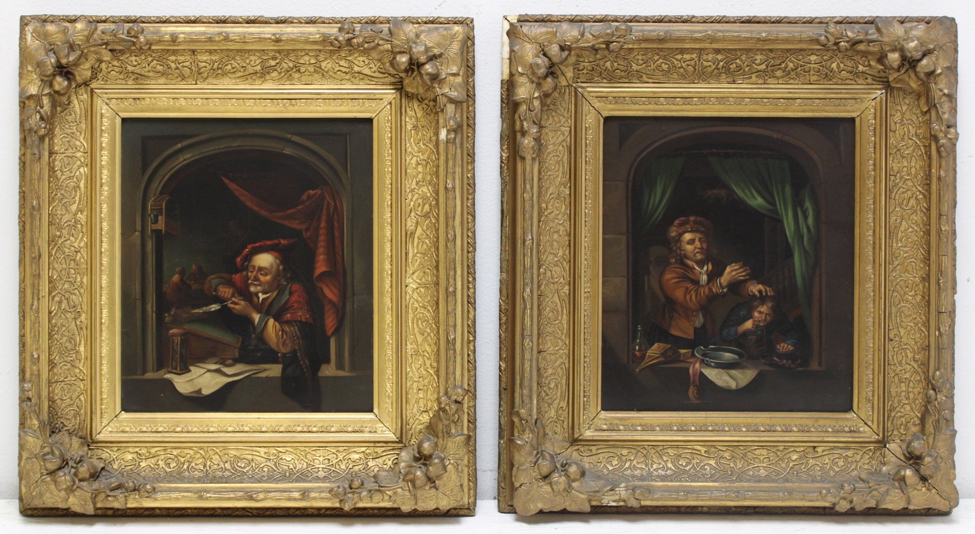 (AFTER) GERRIT DOU (DUTCH). Pair of