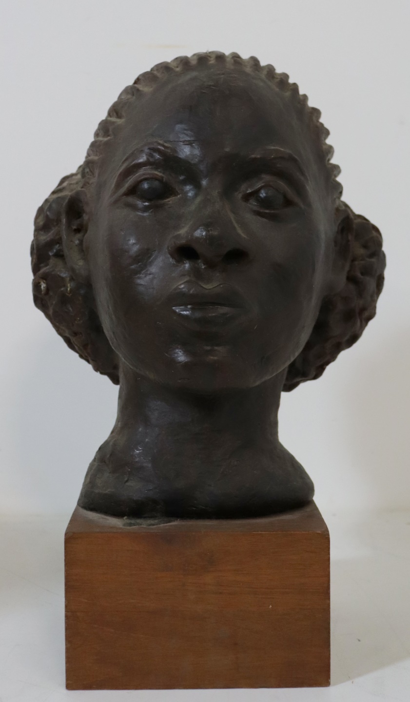 UNSIGNED WAX BUST OF AN AFRICAN