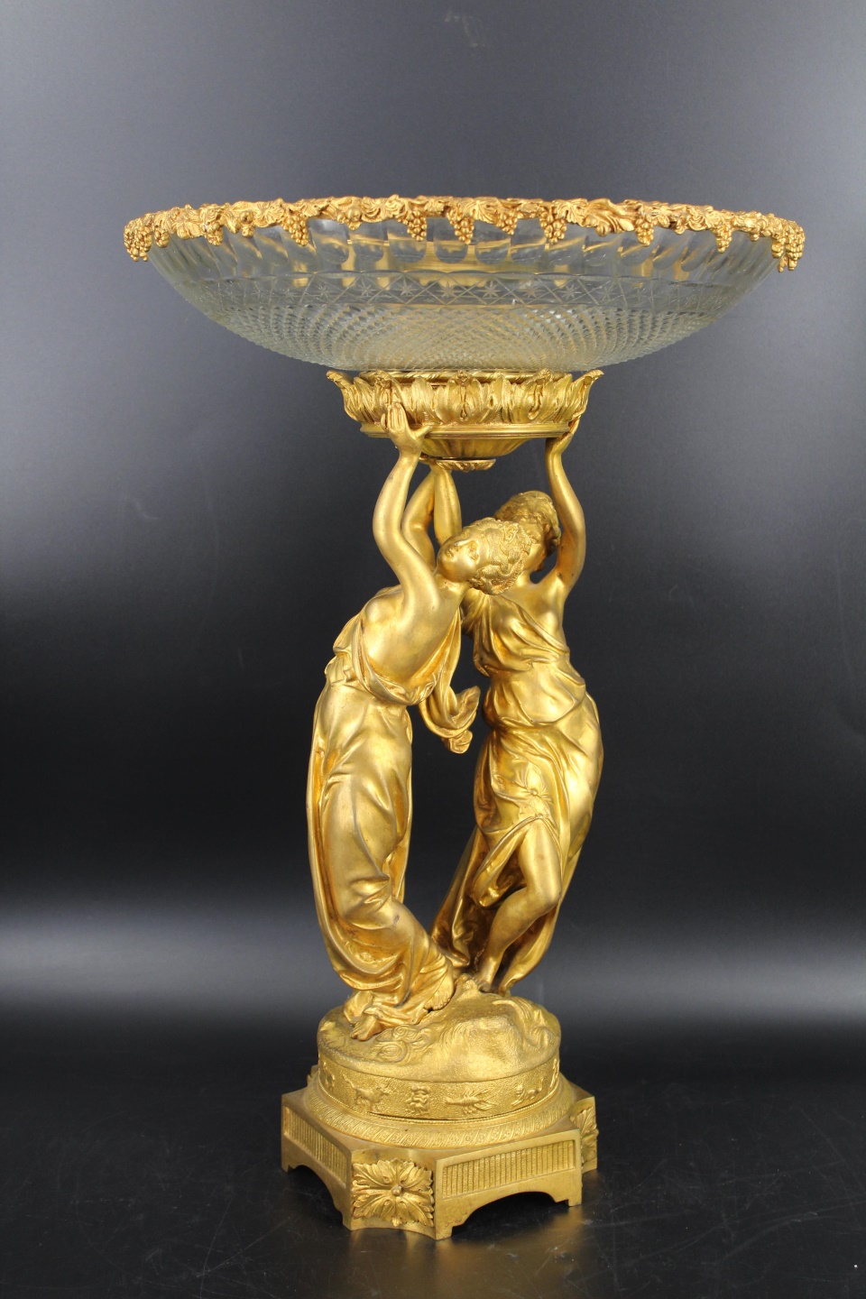 HUGE GILT BRONZE CUT GLASS MOREAU 3b8127