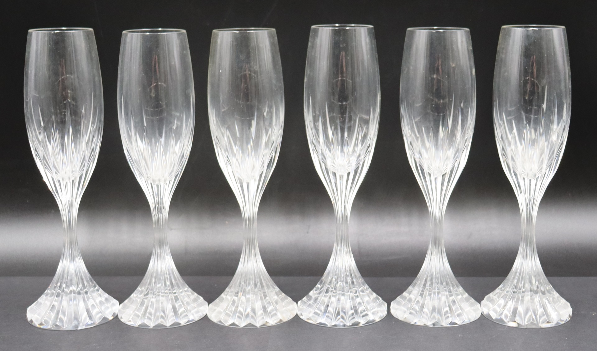 6 SIGNED BACCARAT CHAMPAGNE FLUTES  3b8139