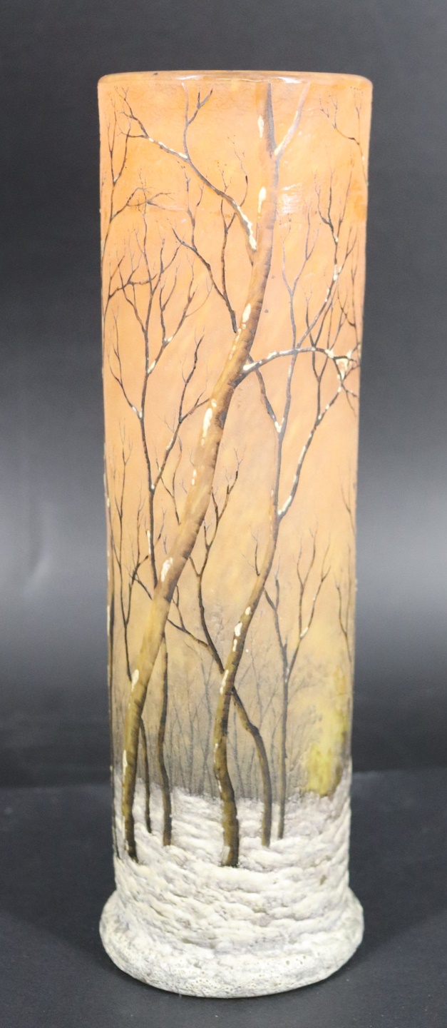 DAUM NANCY CAMEO GLASS VASE TREES