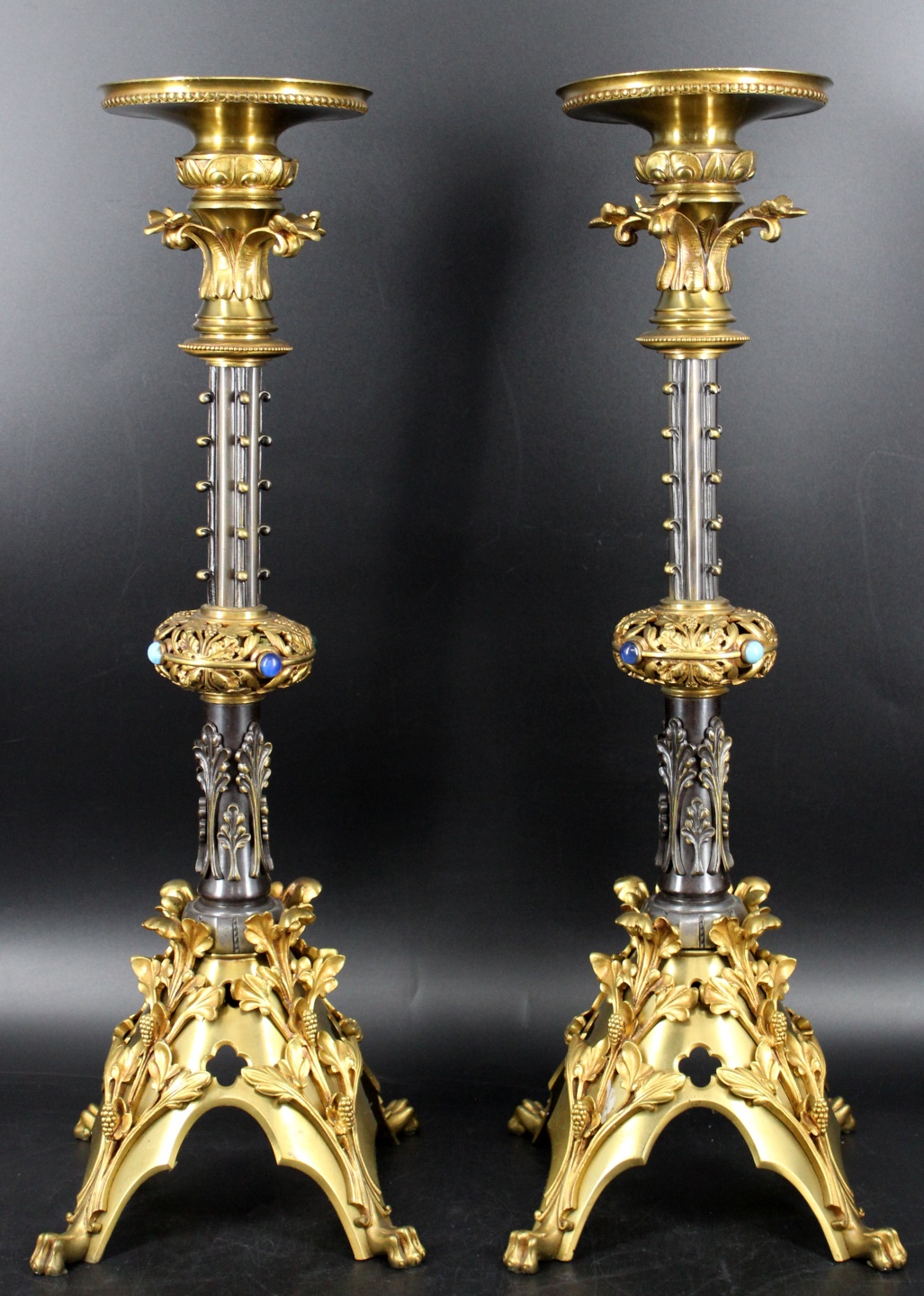 A PAIR OF GILT BRONZE JEWELED 3b8155