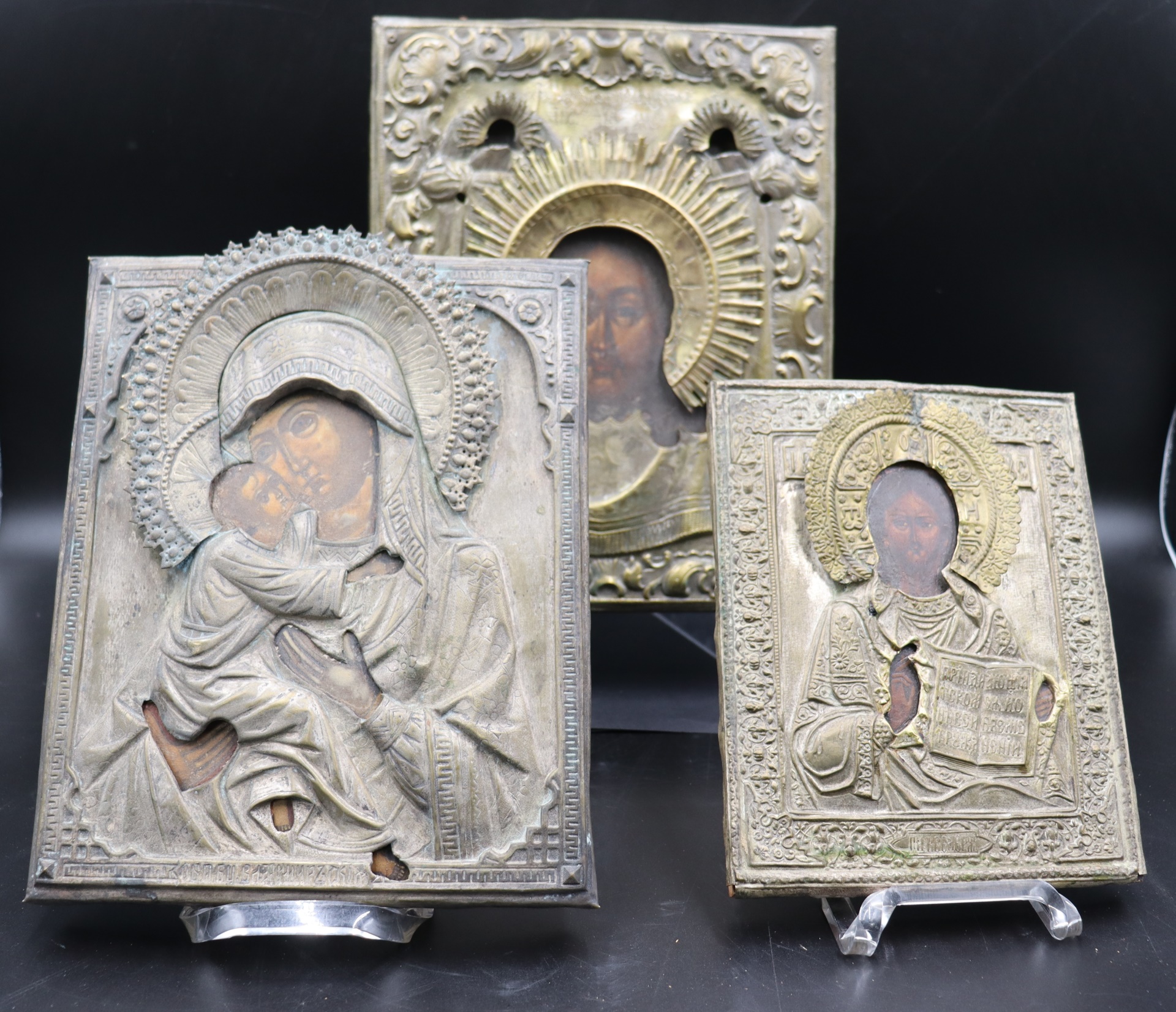 3 ANTIQUE TIN MOUNTED RELIGIOUS