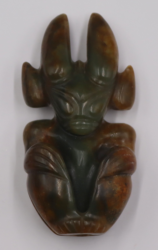 CHINESE CARVED JADE FIGURE OF A
