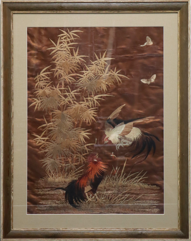 FRAMED CHINESE SILK EMBROIDERY OF A