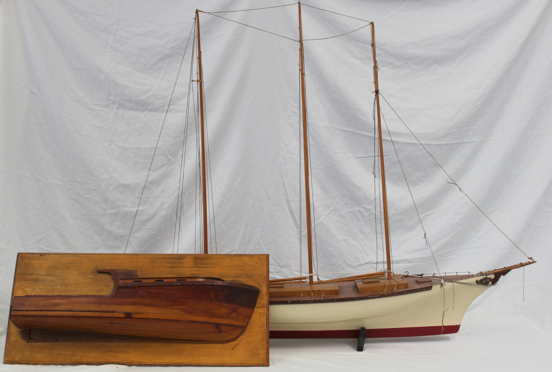 LARGE VINTAGE 3 MAST SHIPS MODEL WITH