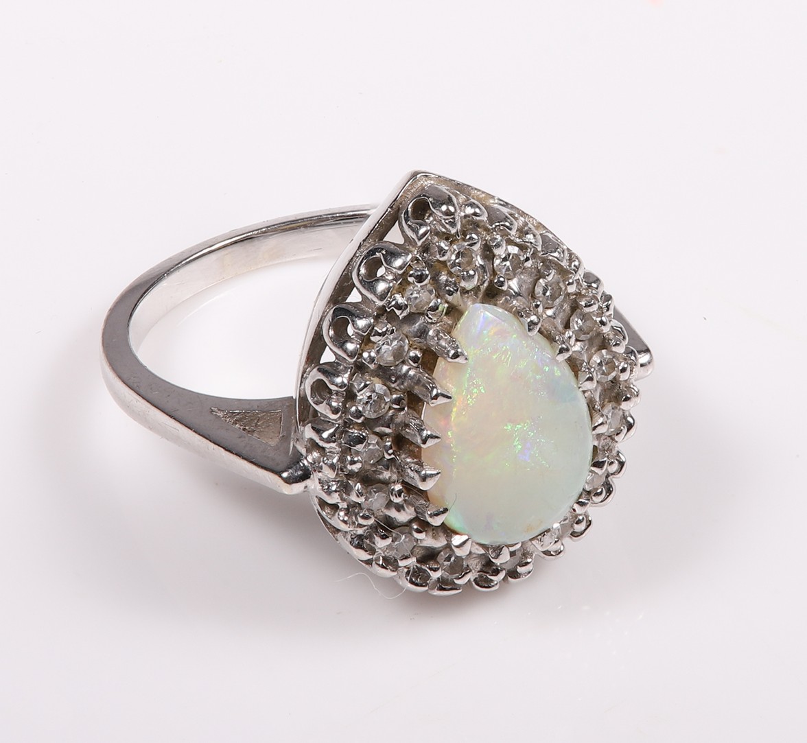 14K diamond and opal ring white 3b5b52