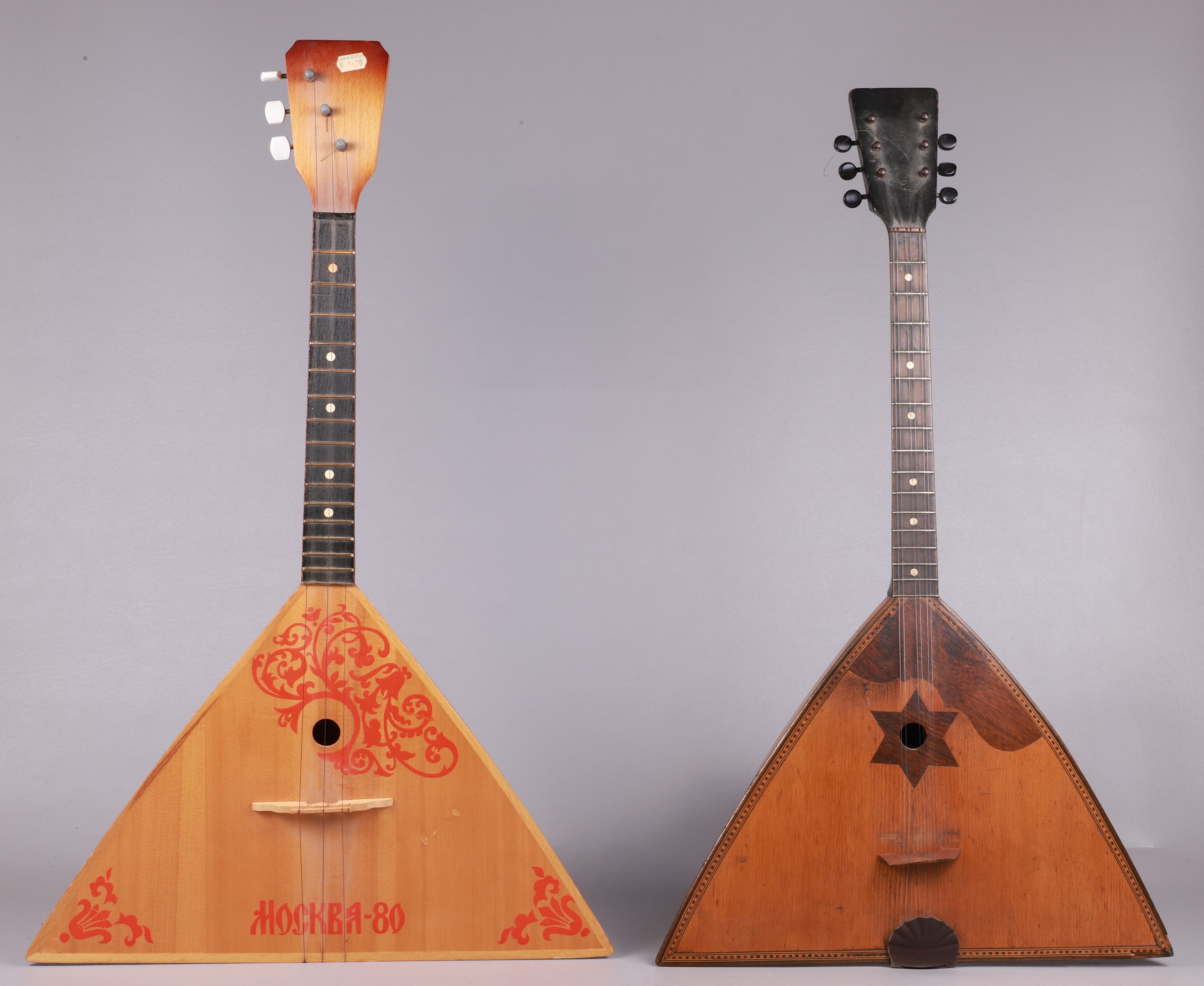 (2) Russian Balalaika musical instruments,