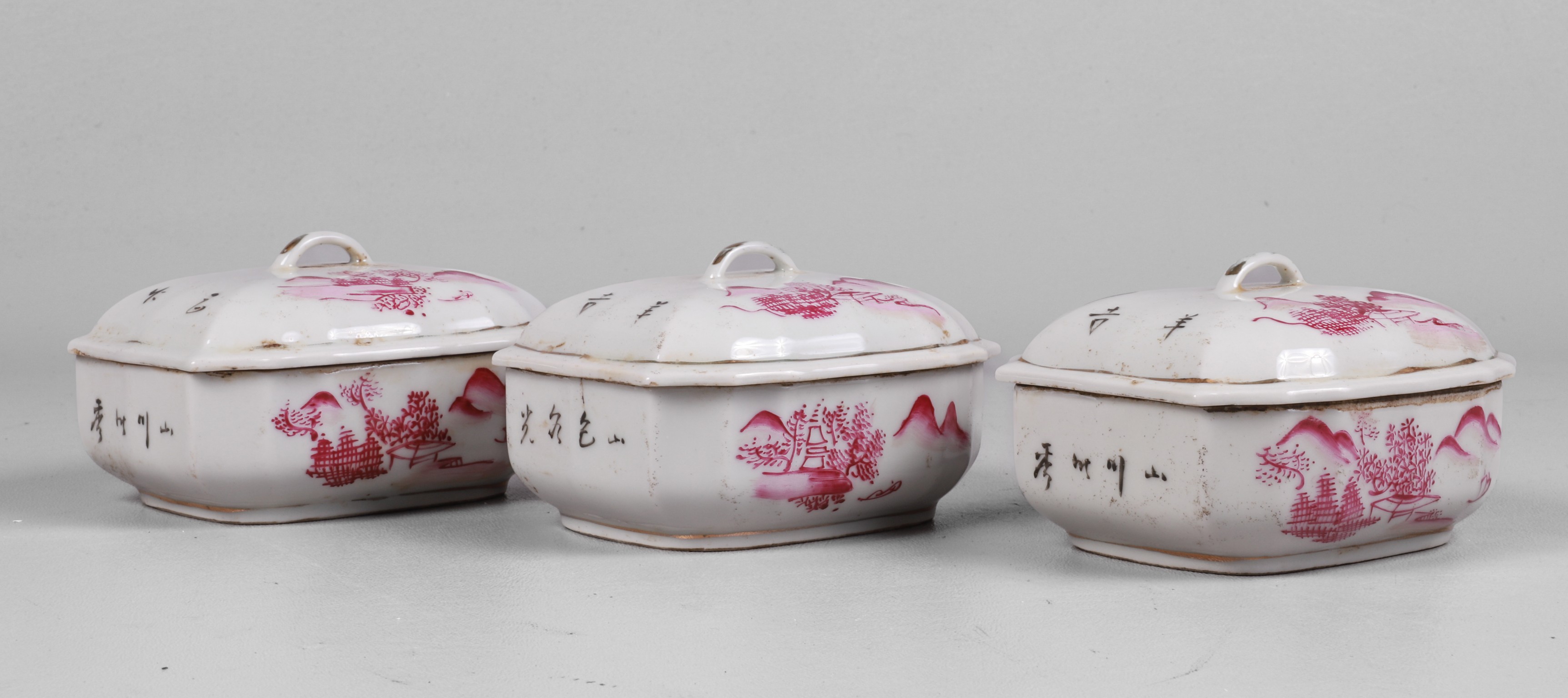  3 Chinese porcelain pink covered 3b5bf5