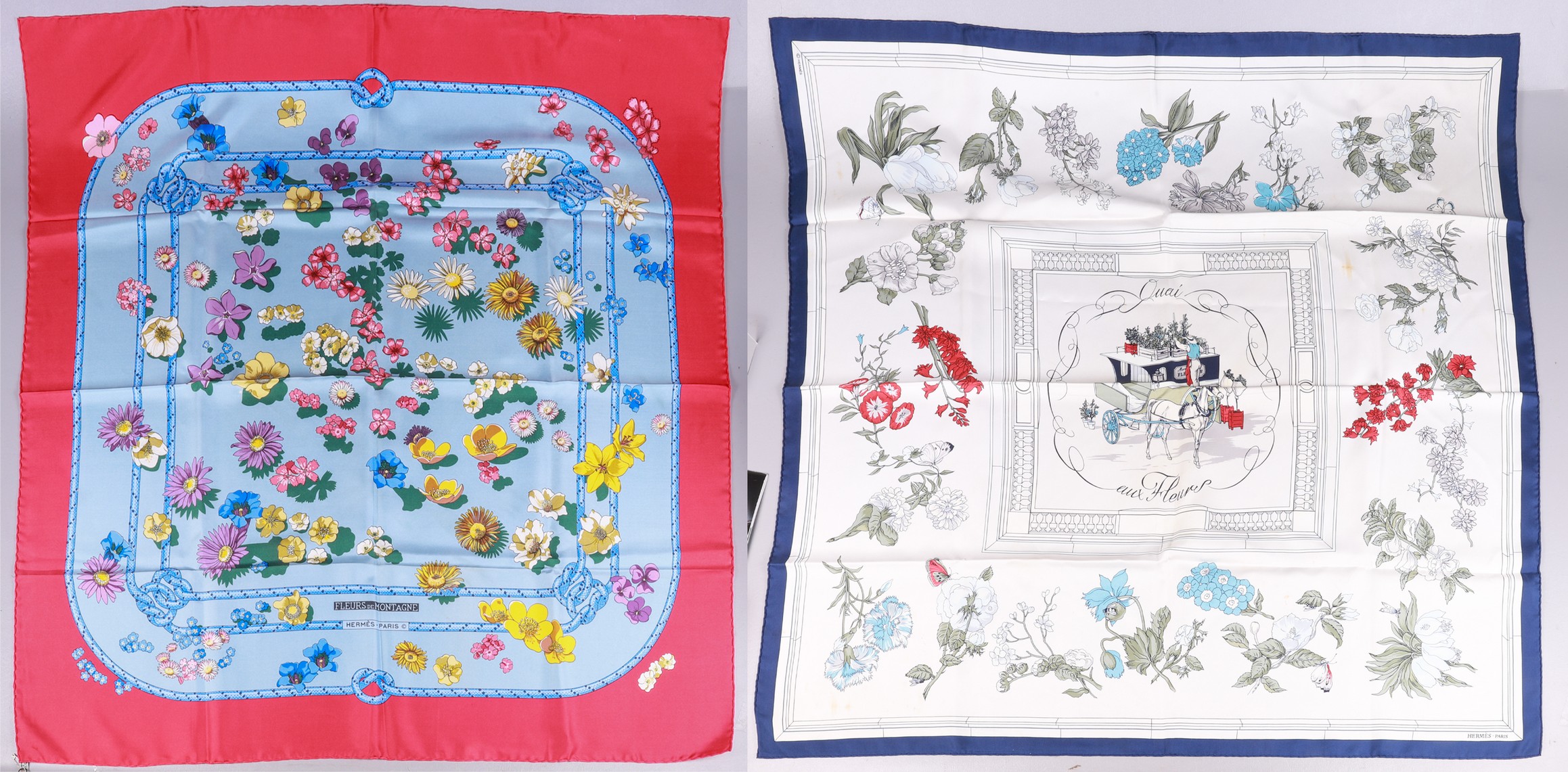  2 Hermes silk scarves to include 3b5c14