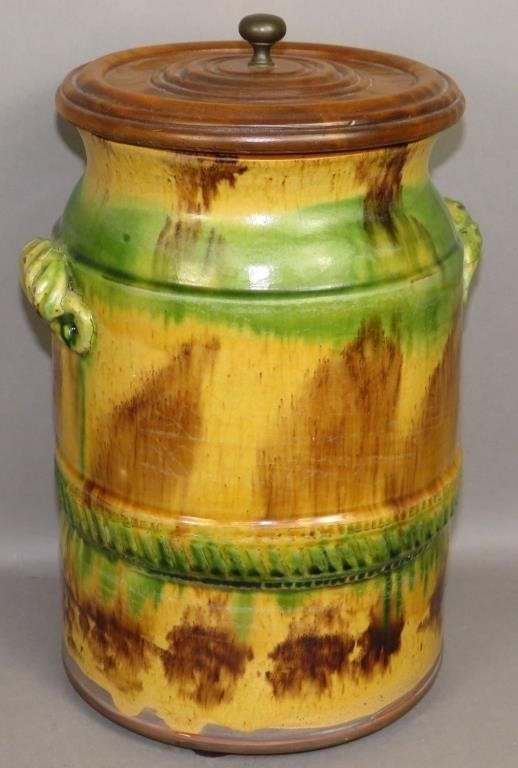 FOLK ART REDWARE STORAGE JAR BY