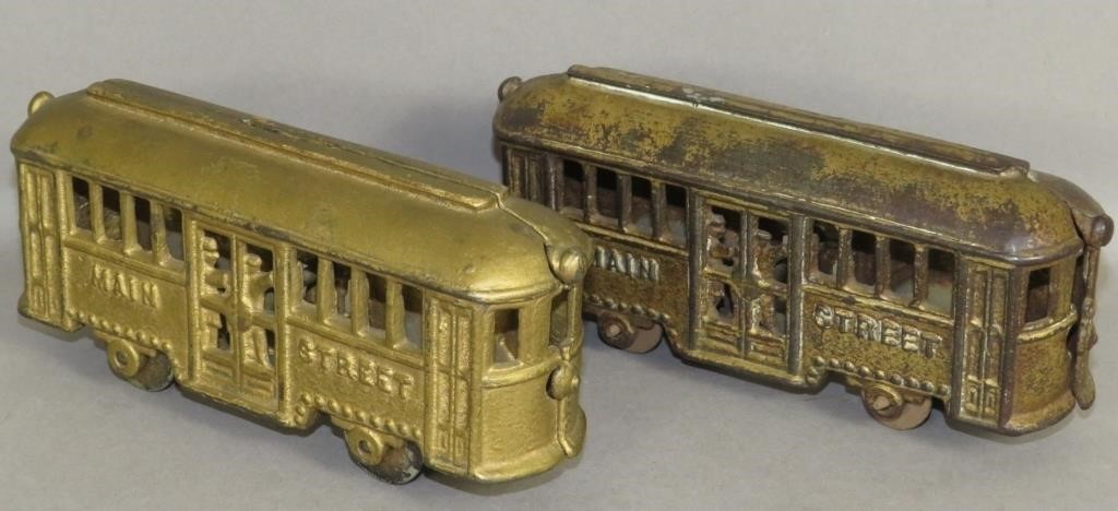 2 CAST IRON MAIN STREET TROLLEY  3b5c3b