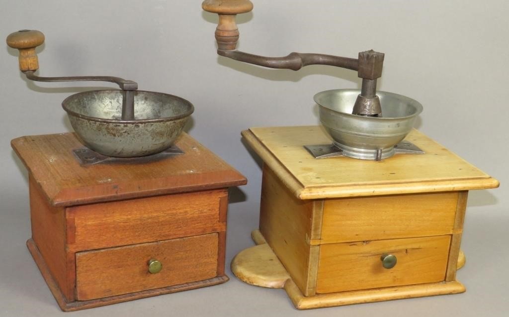 2 EARLY WOODEN DRAWER BOX COFFEE