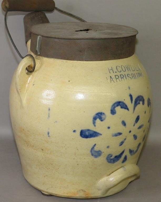 COBALT DECORATED STONEWARE BATTER JUG