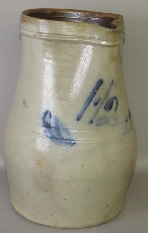 1 1/2 GALLON COBALT DECORATED STONEWARE