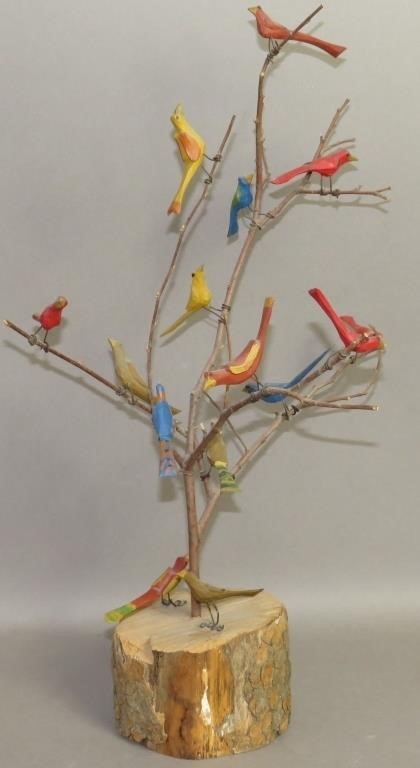 SMALL BIRD TREE CARVING BY DANIEL &