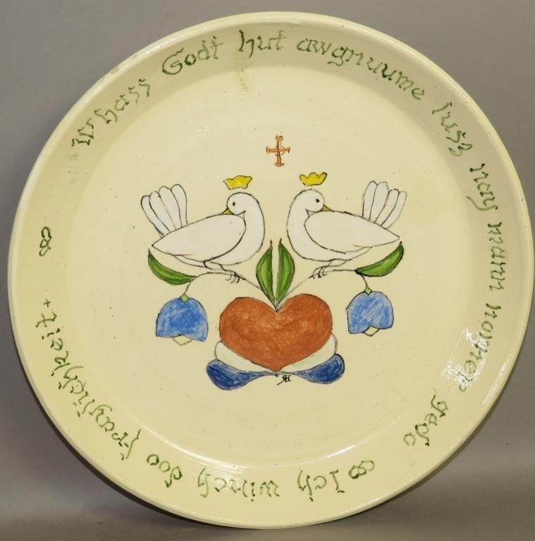 DOVES & HEART MOTIF PLATE BY LEFT HANDED