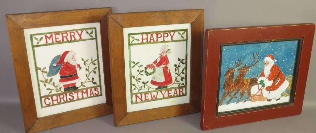 3 FOLK ART CHRISTMAS WATERCOLORSca  3b5c91