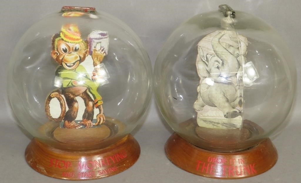 2 GLASS BUBBLE BANKSca. 1930s;