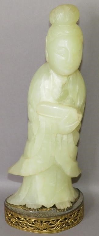 CHINESE CARVED HARDSTONE/JADEITE WOMAN