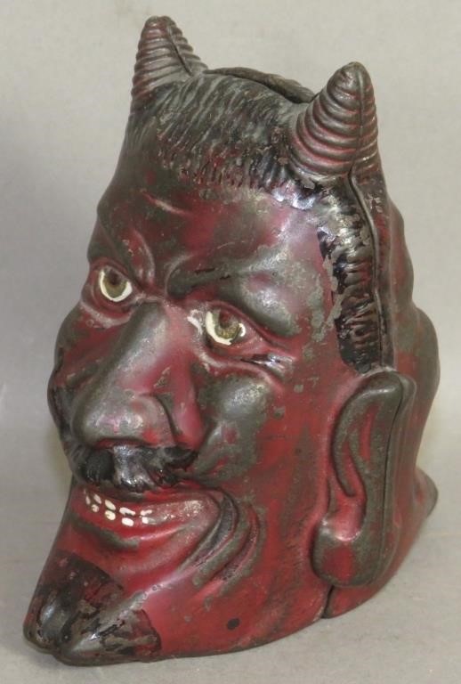 CAST IRON TWO FACED DEVIL BANKca  3b5ce9