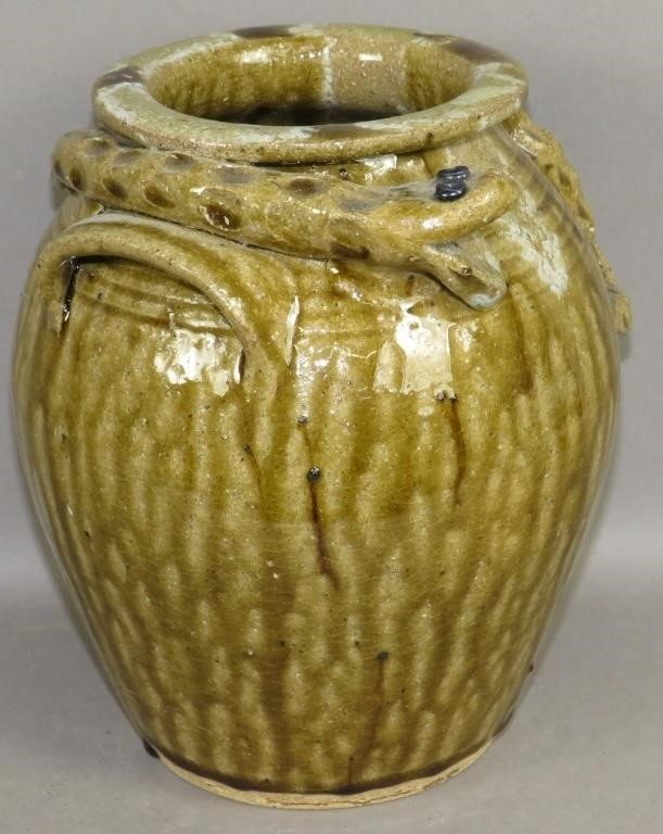 FOLK ART STONEWARE SNAKE JAR BY 3b5d4f