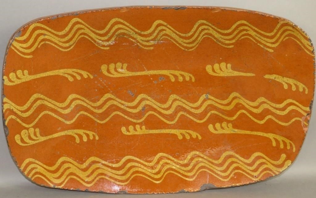 FOLK ART SLIPWARE DECORATED LOAF 3b5d59