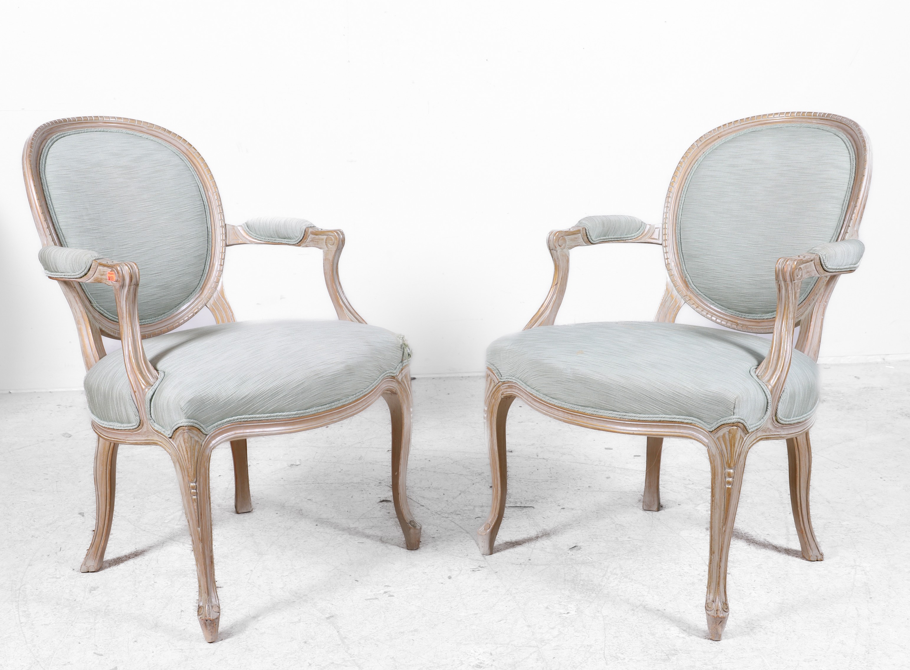 Pair Louis XV style open armchairs,