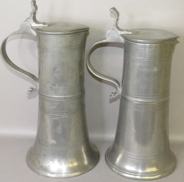 2 CONTINENTAL PEWTER FLAGONSca  3b5dd3